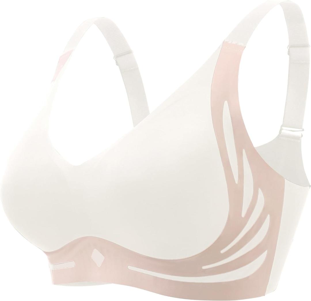 Womens Wireless Bras Comfortable Support No Underwire Bralettes Full Coverage Everyday Bras (Large, Beige)