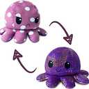 TeeTurtle - The Original Reversible Octopus Plushie - Purple Polka Dot + Shimmer - Cute Sensory Fidget Stuffed Animals That Show Your Mood