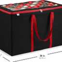 Premium Large Carrying Christmas Ornament storage Box with Clear Lid, 3" Compartment, Contains 10 Trays, Keeps 200 Holiday Ornaments & Xmas Accessories, Made Of Tear Proof Made Of 600D Oxford Fabric (Black)