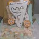 Wooden Baby Walker with Wheels, Push Walker with Baby Activity Center, Montessori Walking Toy for Girls Boys, Ajustable Speed & Height Activity Toy for Toddler Learning to Walk (Natural)