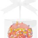 100 Pack Single Cake Pop Box With Hole for Stick and Ribbons 1.9x1.9x2 Inches, Clear Plastic Lollipop Candy Treat Boxes Individual Cake Pop Display Packaging Boxes