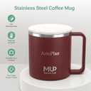 14oz Insulated Coffee Mug with Lid, Stainless Steel Coffee Mug with Handle, Double Wall Vacuum Tumbler, Leak-Proof Cup, Hot & Cold Drinks, Travel Mug for Christmas Gift, Car, Office, Camping