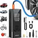 Tire Inflator Portable Air Compressor, Battery & 12V DC Dual Power Air Pump for Car Tires, 150PSI Cordless Bike Tire Pump with Digital Pressure Gauge, LED Light, for Motorcycle, Ball