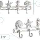 Comfify Vintage Seashell Coat Hook Hanger Rustic Cast Iron Wall Hanger w/4 Decorative Hooks - Includes Screws and Anchors - Beach House Decor - Antique White