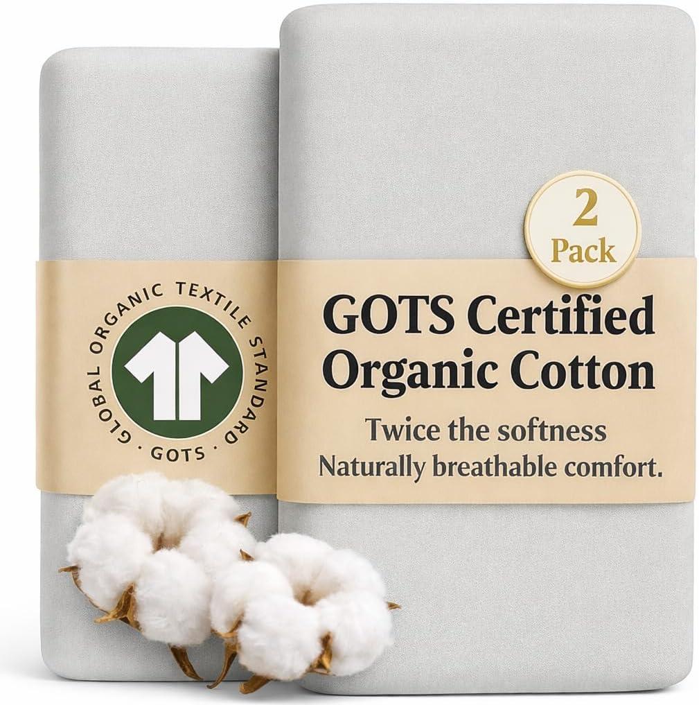 2 x GOTS Organic Bedside Bassinet Sheets 33x20 and 35x19 Compatible with Maxi COSI Iora, Baby Delight, Ronbei, Koola Baby Bond, Harppa Cudly 3 in 1 - Luxury Turkish Cotton - Boy, Girl