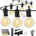 Brightown 108FT 52LED Solar String Lights Outdoor with Remote & USB Port, Shatterproof Bulbs, Dimmable & Timable, 3 Modes, Patio Lights Solar Powered with Mount Clips for Camping Backyard Garden Decor