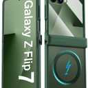 BXYJY for Samsung Galaxy Z Flip 7 Case with Hinge Protector, Slim Compatible with MagSafe, Front Screen Protector, Shockproof Rugged Translucent Protective Phone Case for Galaxy Z Flip 7, Green