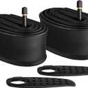 FANSPRO 2 Pack of 26 Inch Bike Tube 26x2.125 26x2.20 26x2.25 26x2.30 26x2.35 26x2.40 Heavy Duty Bicycle Tube with 2 Tire Levers, 48mm Schrader Valve Premium Quality Butyl Inner Tube