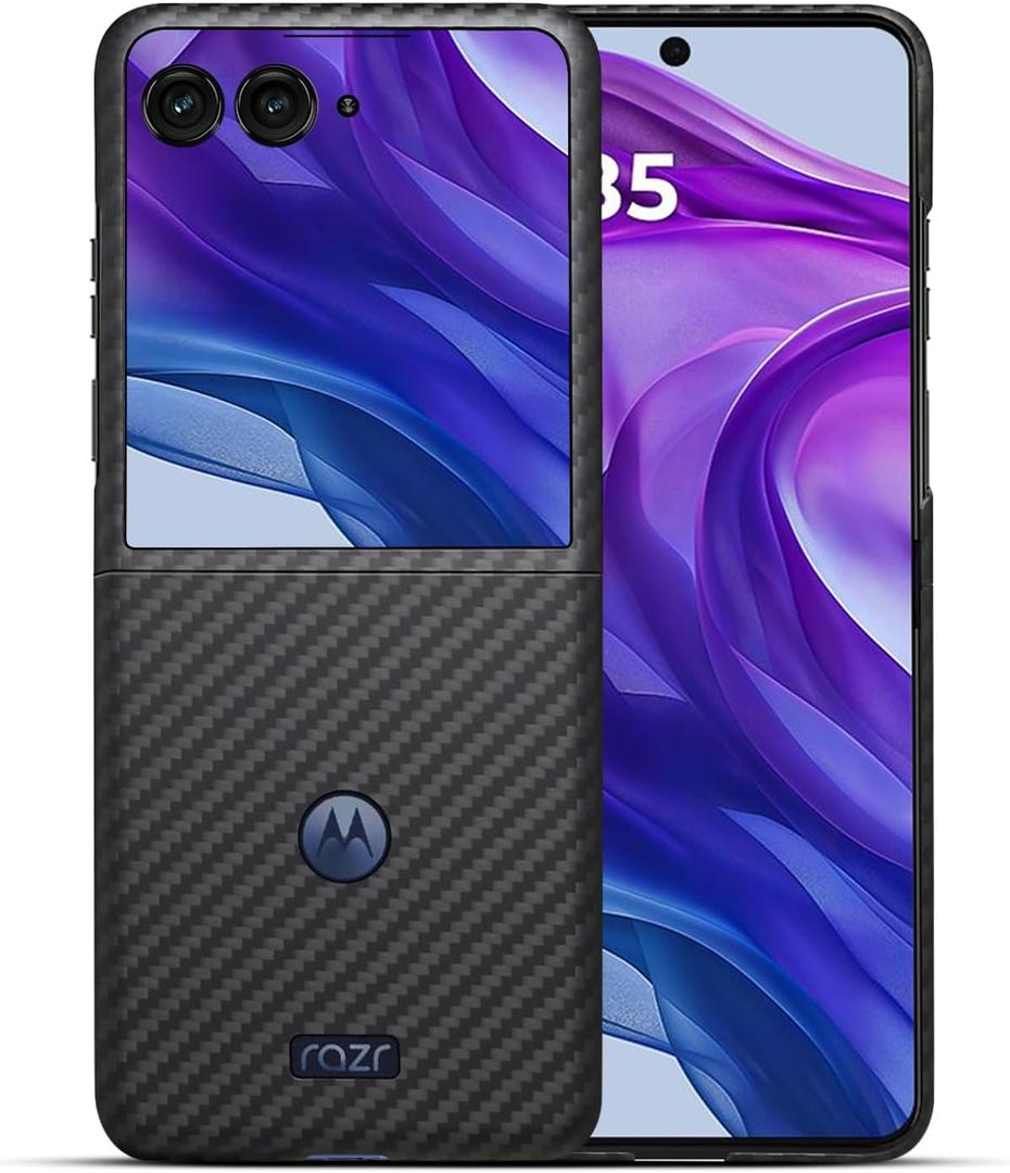 Ultra Slim Case for Motorola razr+ | 2024, Made of Real Aramid Fiber, Soft Touch, Tough Durable Carbon Bumper (for Moto Razr+ | 2024) Black