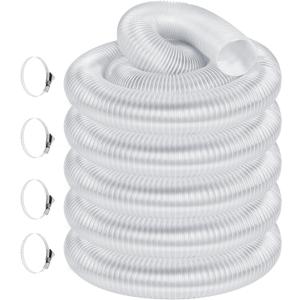 4" x 50' Heavy PVC Dust Collection Hose, Flexible Clear Debris and Fume Collector With Stainless Steel Clamps for 4" Ports, Ideal for Shop Vacuums
