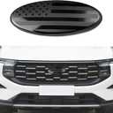 Front Grille American Flag Emblem for Ford, Tailgate Emblem, Aluminum Oval Overlay Front Grill Rear Tailgate American Flag Decal Badge, 9 Inch Emblem Fit for F150 F250 F350 (Black/Flag)