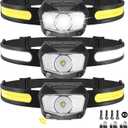 Headlamp Rechargeable 3Pack, 230Wide Beam COB & 60 Super Birght LED Head Lamp with White Red Light, 7Mode Head Lights for Forehead with Motion Sensor, Headlamps for Adults Camping Running Hiking