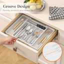 Lifewit Silverware Drawer Organizer, Expandable Utensil Tray for Kitchen, BPA Free Flatware and Cutlery Holder, Adjustable Plastic Storage for Spoons Forks Knives, 10.9"-17.5" x 13.7", White