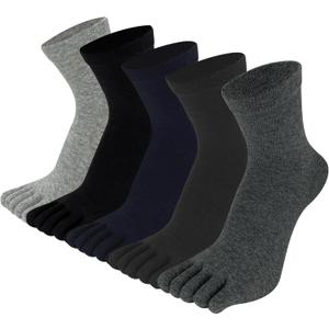 Toe Socks for Men Women - Five Finger Socks Cotton Crew Breathable for Athletic Running Sports 5 Pairs 9-13 (Mixed Colors)