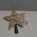 JOIEDOMI 9 inch Lighted PVC Star Christmas Tree Topper, Golden Glitter Swirl Treetop Decorations with 10 Warm White LED, Battery Powered for Home Holiday Xmas Party Indoor Decor