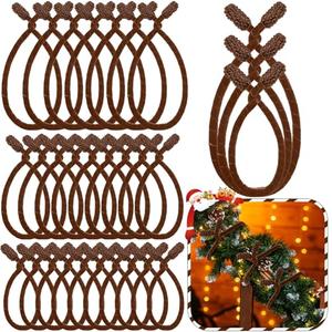 Zhengmy 24 Pcs 20'' 25'' 30'' Christmas Velvet Garland Ties Christmas Decorative Twist Ties for Banister Reusable and Flexible Wreath Twist for Xmas Home Decorations Holiday Craft Wrapping (Brown)