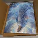 Framed Virgin Mary Wall Art Religious Christian Canvas Painting Blue Mother Surrounded by Clouds Spiritual Poster Print Picture for Living Room Prayer Room or Church 12X16In