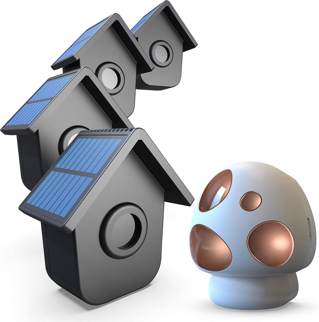 HTZSAFE 1/2 Mile Long Range Solar Driveway Alarm - Outdoor Weatherproof Wireless Motion Sensor&Detector- Portable Receiver Has Long Last Backup Battery - DIY Security System- 1 Receiver + 4 Sensors