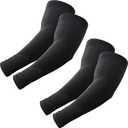 ROXUN 2 Pairs Plus Size Arm Sleeves, UV Sun Protection Sports Cooling Arm Cover Compression for Men/ Women 2 Black