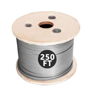 250FT 304 Stainless Steel Cable, Stainless Steel Decking Railing 3/16 inch with 7 x 19 Strand Construction, 3700lbs Breaking Strength for Rail, Deck, Clothesline and DIY Balustrade