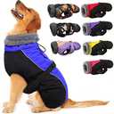 IECOii Extra Warm Reflective Adjustable Dog Jacket - Winter Coat with Buckle & Fleece Turtleneck for Dogs, XXX-Large(Chest:35.04-41.3 in), Blue
