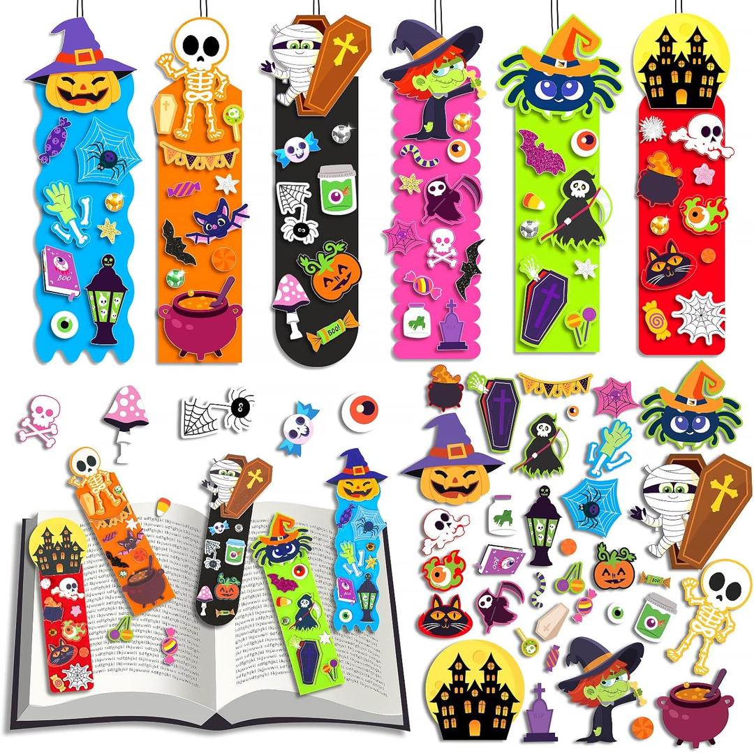 Halloween Crafts for Kids, 24 Pack Foam DIY Halloween Bookmarks Craft Kit, Ideal Halloween Party Favors,Trick or Treat Gifts,Classroom Activity Supplies