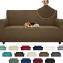 ZNSAYOTX Super Stretch Couch Cover (72"-92") Universal Sofa Covers with Elastic Bottom, Dog Cat Pets Friendly Washable Furniture Protector Fitted Sofa Slipcovers Stay in Place (Brown, Sofa)