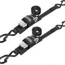 EXVITAL Boat tie Down Straps to Trailer 1"4' transom Straps with Stainless Steel Ratchet Heavy Duty Adjustable Ratchet Straps for Boat Trailer 2400lbs Break Strength,Black 2 Pack