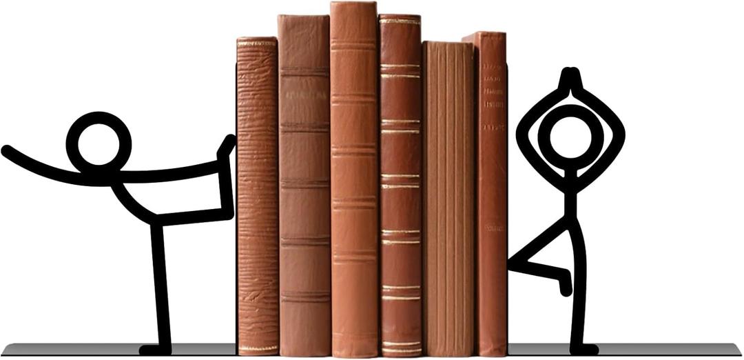 Metal Bookends Yoga-Style Bookends Decorative Cute Book Ends for Shelves Reading Decor Bookshelf Decor Book Stoppers for Bookshelf Home Office Desk Book Lovers Gift