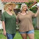 DOLNINE Womens Plus Size Tops Casual Pleated Front V Neck Button Summer Loose Fit Shirts XL-5XL (XX-Large, Yh004)
