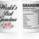 Hijie Grandma and Grammy Mug, World's Best Grandma Gift, Fun Mug for Grandmother, 11 Oz Ceramic Cup