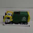 JOYIN Large Friction Powered Garbage Truck Toy Set, Includes Dumpster, Trash Bins, and Learning Cards for Kids (Green)