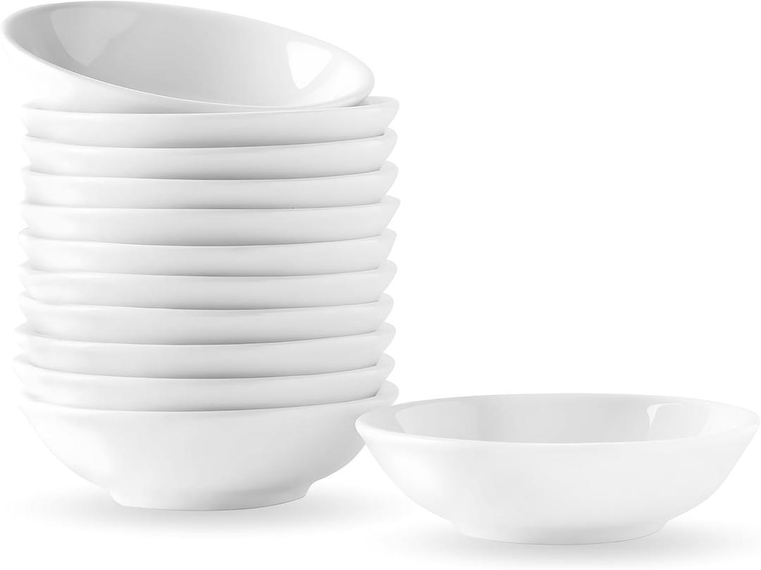 UIBFCWN 12 Pack Ceramic Dipping Bowls, 3 Inch Dipping Sauce Bowls/Dishes, 1.2 oz Soy Sauce Dish, Asian Dipping Dishes for Ketchup, BBQ, Side Dish, Sushi, Condiments, Appetizer (White)