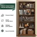 TVU 5 Tiers Wooden Bookshelf, 65.2" Tall Farmhouse Style Open Bookcase, 31.5" Wide Standing Book Shelf with Storage for Study Room, Living Room, Walnut, 11.8" D x 31.5" W x 65.2" H