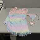 Sexy Corset Bodycon Ruffle Sheer Underwire Mesh Lace Floral Outfits Babydoll Lingerie Set Dress with Thong 2 Piece (3X-Large, Rainbow)