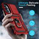 2 x Janmitta Compatible with Samsung Galaxy A35 5G Case Built in Slide Camera Lens Cover+Screen Protector+Finger Ring Holder Kickstand,Heavy Duty Shockproof Full Body Phone Cover,2024 Red
