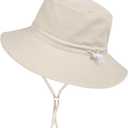 Baby Toddler Sun Hat,Boys Girls Adjustable Bucket Hat for Kids UPF 50+ Sun Protective Child Summer Beach Hats 0-5 Years (Beige)