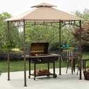 ONTHEWAY 5FT x 8FT Double Tiered Replacement Canopy Grill BBQ Gazebo Roof Top, for Gazebo Model L-GZ238PST-11 Only