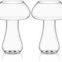 Cunhill 2 Pcs Glass Cup 10 oz Drinking Glassware Creative Cocktail Martini Clear Drink Cup for Juice Beer Wine Champagne Cocktail Home Kitchen Bar Party(Mushroom)