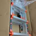 Ladder, A Frame 4 Step Ladder Extension, 14 FT Anti-Slip Multi Position & Storage Folding Ladder, 330 lbs Security Load Telescoping Aluminum Ladders for Stairs Home Indoor Outdoor Roof (Silver)