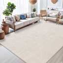 SHACOS Soft Fluffy 8x10 Area Rugs for Living Room, Modern Geometric High Low Pile Non Slip Washable Rugs, Stain Resistant Carpet Rug for Bedroom Dining Room Kids Room, Beige