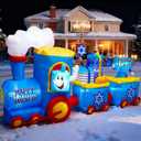 10FT Length Hanukkah Inflatable Train Menorah Outdoor Decoration, Blow Up Hanukkah Decorations Built-in 8 Led Lights for Home Garden Lawn Yard Indoor and Outdoor Decor