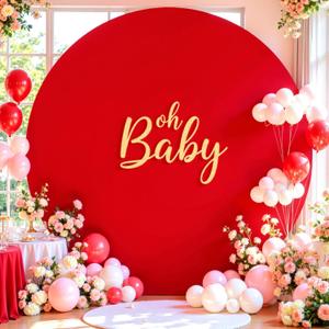 6.6 FT Red Round Backdrop Cover for Circle Balloon Arch Stand Stretchy Circle Arch Backdrop Covers for Wedding Arch Baby Shower Birthday Party Photo Shoot Photography Arch Background Decorations