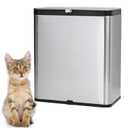 kathson Stainless Steel Cat Litter Scoop Holder, Universal Scooper Storage Caddy, Deep Kitty Litter Trash Can with Lid, Metal Pet Waste Container, Detachable Cat Shovel Holder