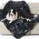Bedsure Waterproof Dog Blankets for Large Dogs - Calming Cat Blanket for Couch Protector Washable, Long Faux Fur Pet Throw Blanket for Puppy, Reversible Furniture Protection, 50"x60", Tie-dye Black