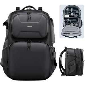 ULANZI BP10 35L Hardshell Camera Backpack, Professional Splash-proof Photography Camera Case Anti Theft Travel f Photographers Unisex Drone DSLR Mirrorless Camera Lens Tripod Holder 17'' Laptop Black