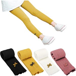 BOOPH 4 Pack Girls Legging Tight Flared Lace Footless Knitted Stocking Pant 1-8T (7-8 Years)