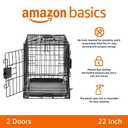 Amazon Basics Durable,Foldable Metal Wire Dog Crate with Tray, Double Door, Divider, 22 x 13 x 16 in, Black (22.0"L x 13.0"W x 16.0"H)