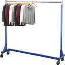 Simple Houseware Industrial Grade Z-Base Garment Rack, 500lb Load with 62 Inches Extra Long Bar, Blue