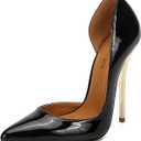 Unisex Men's Women's D-Orsay Pointed Toe Stiletto Super High Heels Slip on Pumps - Size 12.5 men's / size 15 Women's